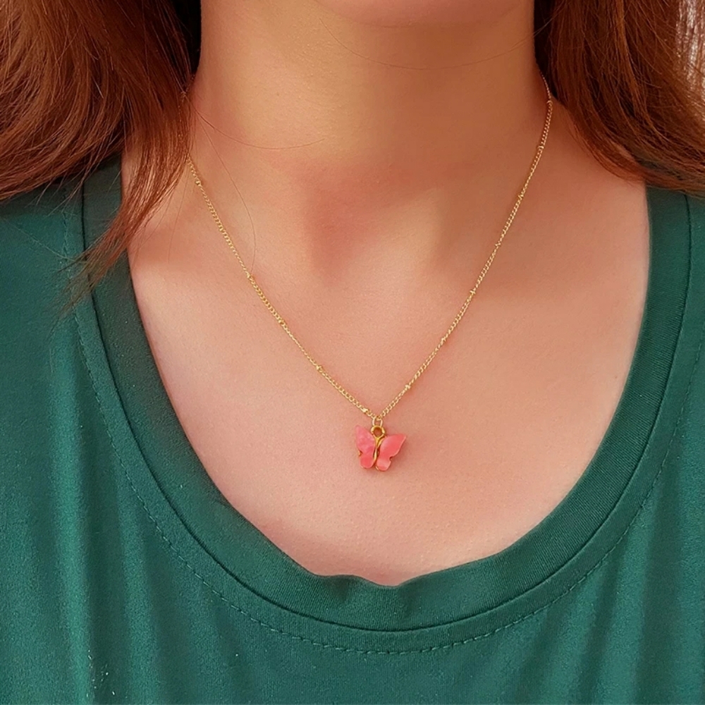 💎Butterfly charm necklace with gold chain - Picture 2 of 4